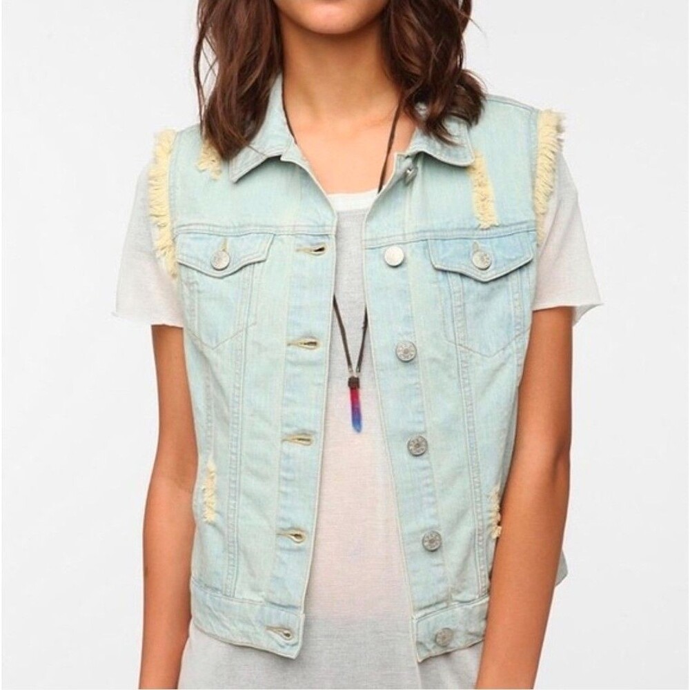 BDG Urban Outfitters Vest Womens M Denim Jean Distressed Layering Button